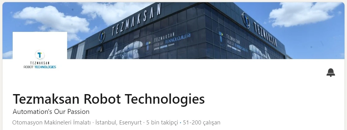 Tezmaksan Robot Technologies Linkedin sayfası.