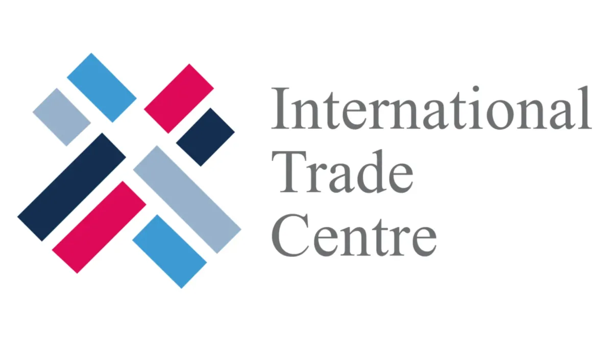 International Trade Centre (ITC) logosu, uluslararası ticaretin geliştirilmesine odaklanan bir kuruluşun kurumsal kimliğini yansıtmaktadır.